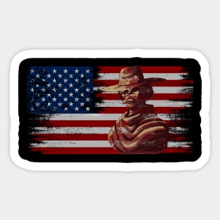 cowboy american flag vintage usa  cowboy Rodeo Roping Horse Riding Sticker